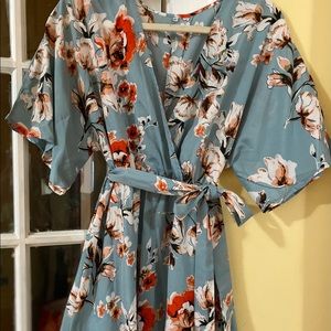 A faux side wrap dress with tie.